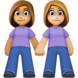 女性牵手:中等肤色,中等肤色emoji素材一 160x160像素