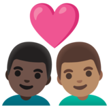 情侣: 男人男人较深肤色中等肤色emoji素材一 160x160像素