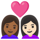 情侣: 女人女人中等-深肤色较浅肤色emoji素材一 160x160像素