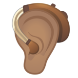 带助听器的耳朵:中等肤色emoji素材一 160x160像素