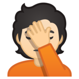 单手捂脸的人:浅肤色emoji素材一 160x160像素