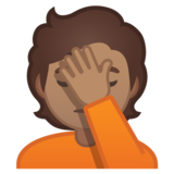 单手捂脸的人:中等肤色emoji素材一 160x160像素