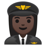 女飞行员：深色肤色emoji素材一 160x160像素