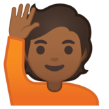 举手：中黑肤色emoji素材一 160x160像素