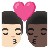 亲吻: 男人男人较浅肤色较深肤色emoji素材一 160x160像素