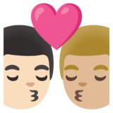 亲吻: 男人男人较浅肤色中等-浅肤色emoji素材一 160x160像素