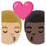 亲吻: 男人男人中等-浅肤色较深肤色emoji素材一 160x160像素