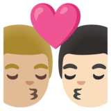 亲吻: 男人男人中等-浅肤色较浅肤色emoji素材一 160x160像素