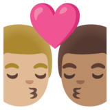 亲吻: 男人男人中等-浅肤色中等肤色emoji素材一 160x160像素