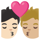 亲吻: 成人成人较浅肤色中等-浅肤色emoji素材一 160x160像素