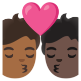 亲吻: 成人成人中等-深肤色较深肤色emoji素材一 160x160像素