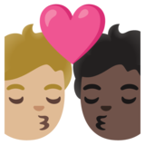 亲吻: 成人成人中等-浅肤色较深肤色emoji素材一 160x160像素