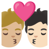 亲吻: 成人成人中等-浅肤色较浅肤色emoji素材一 160x160像素