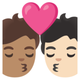 亲吻: 成人成人中等肤色较浅肤色emoji素材一 160x160像素