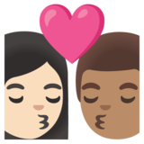 亲吻: 女人男人较浅肤色中等肤色emoji素材一 160x160像素