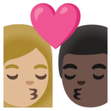 亲吻: 女人男人中等-浅肤色较深肤色emoji素材一 160x160像素