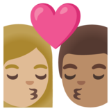 亲吻: 女人男人中等-浅肤色中等肤色emoji素材一 160x160像素