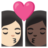 亲吻: 女人女人较浅肤色较深肤色emoji素材一 160x160像素
