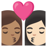 亲吻: 女人女人中等肤色较浅肤色emoji素材一 160x160像素
