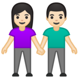 男女牵手:浅肤色emoji素材一 160x160像素