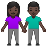男女牵手:深色肤色emoji素材一 160x160像素
