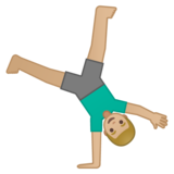 侧手翻的男人:中浅肤色emoji素材一 160x160像素