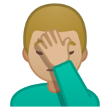 单手捂脸的男人:中等浅肤色emoji素材一 160x160像素