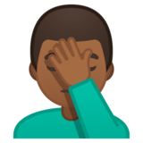 单手捂脸的男人:中等深色肤色emoji素材一 160x160像素