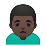 男人皱眉：深色肤色emoji素材一 160x160像素