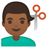 男士理发:中等深色肤色emoji素材一 160x160像素