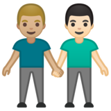 男士牵手:中浅肤色,浅肤色emoji素材一 160x160像素