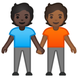 手牵手:深色肤色,中深色肤色emoji素材一 160x160像素