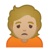 人皱眉:中等浅肤色emoji素材一 160x160像素