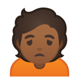 人皱眉头:中黑肤色emoji素材一 160x160像素