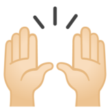 举手:浅肤色emoji素材一 160x160像素