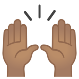 举手:中等肤色emoji素材一 160x160像素