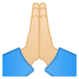 双手合十、祈祷的手:浅肤色emoji素材一 160x160像素