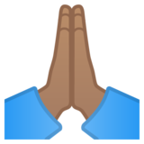 双手合十、祈祷的手:中等肤色emoji素材一 160x160像素