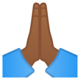 双手合十、祈祷的手:中等深色肤色emoji素材一 160x160像素