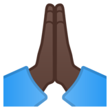 双手合十、祈祷的手:深色肤色emoji素材一 160x160像素