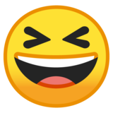 咧嘴眯眼的脸emoji素材一 160x160像素