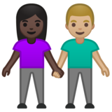 男女牵手:深色肤色,中浅肤色emoji素材一 160x160像素