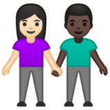 男女牵手:浅肤色,深肤色emoji素材一 160x160像素