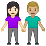 男女牵手:浅肤色,中浅肤色emoji素材一 160x160像素