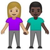男女牵手:中浅肤色,深色肤色emoji素材一 160x160像素