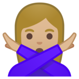打“不”手势的女人:中等浅肤色emoji素材一 160x160像素