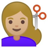 女士理发:中等浅肤色emoji素材一 160x160像素