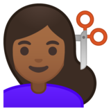 女士理发:中等深色肤色emoji素材一 160x160像素