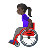 坐在手动轮椅上的女人:深色肤色emoji素材一 160x160像素