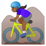 女子山地自行车:中等深色肤色emoji素材一 160x160像素